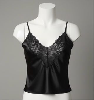 Canotta raso nera con pizzo