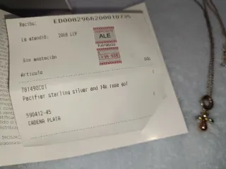 Colgante Pandora Chupete Oro y Plata