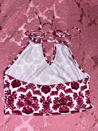 Top rosa y blanco estampado