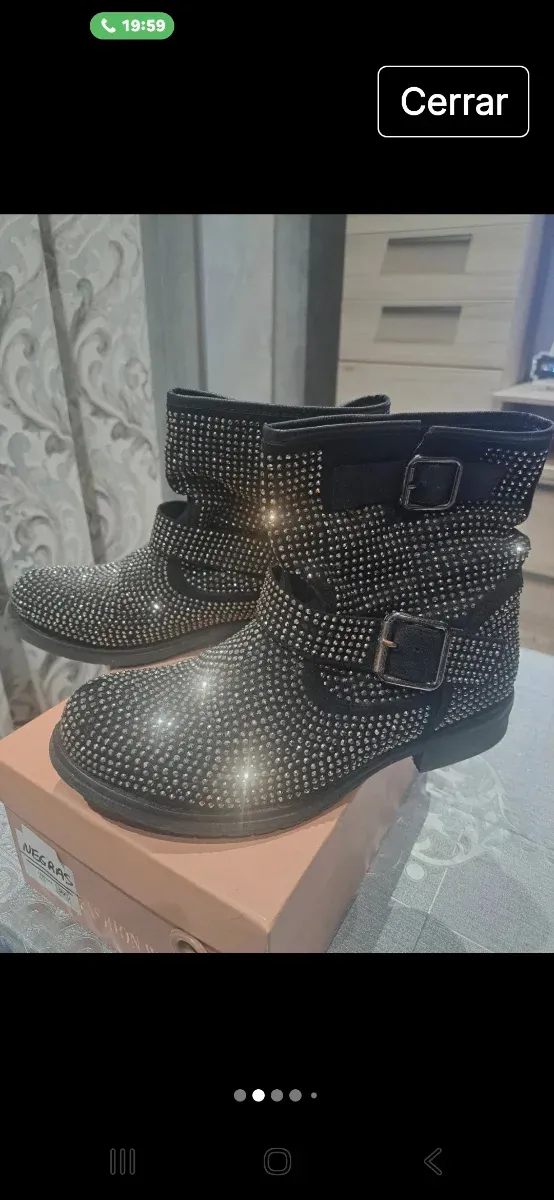 Botas brillantes negras talla 37