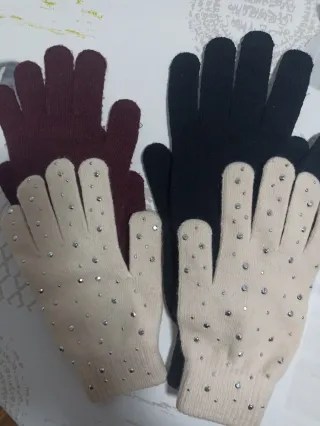 3 pares guantes lana con uno con pelo de regalo