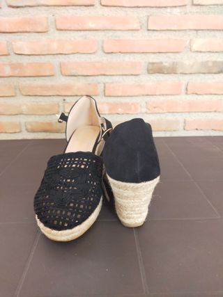 Cuñas/Alpargatas Negras Mujer Talla 40