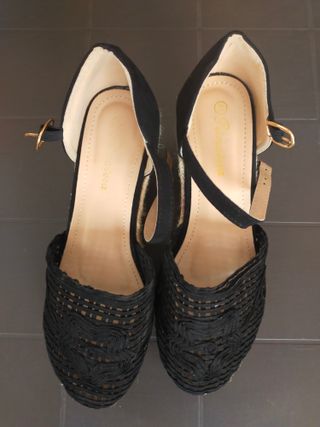 Cuñas/Alpargatas Negras Mujer Talla 40