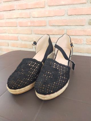 Cuñas/Alpargatas Negras Mujer Talla 40