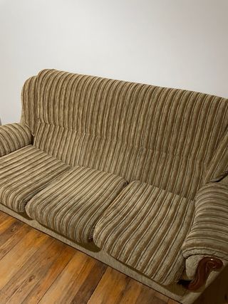 Sofá y sillones tela rayas beige/marrón