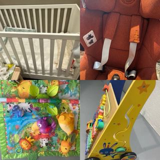 Pack bebé: cuna + colchón + barandilla + silla coc