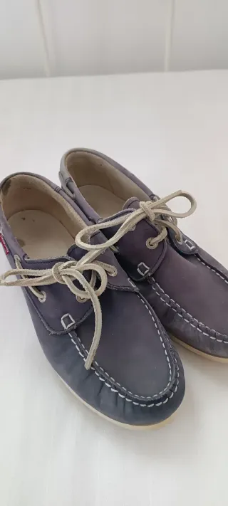 Náuticos serraje mujer azul/gris