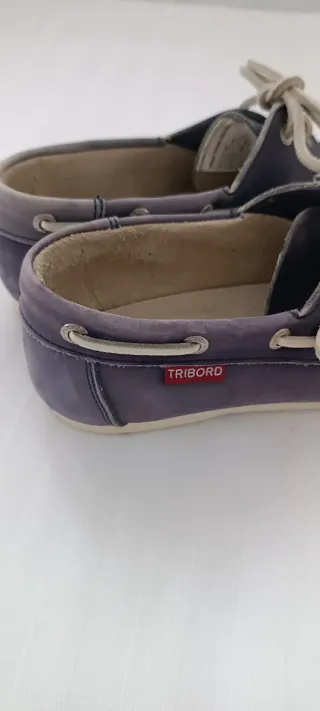 Náuticos serraje mujer azul/gris