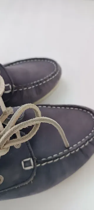 Náuticos serraje mujer azul/gris