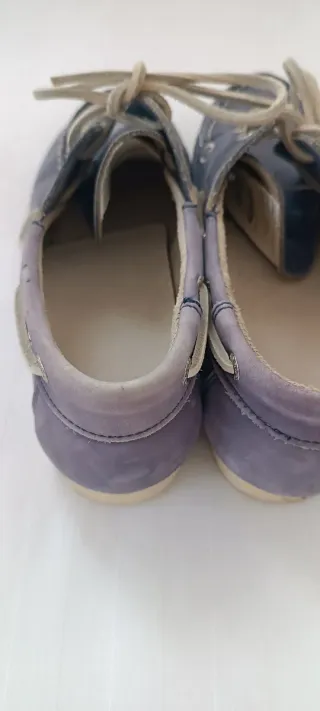 Náuticos serraje mujer azul/gris