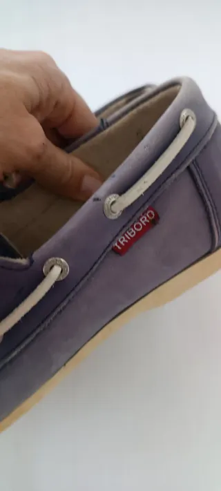 Náuticos serraje mujer azul/gris