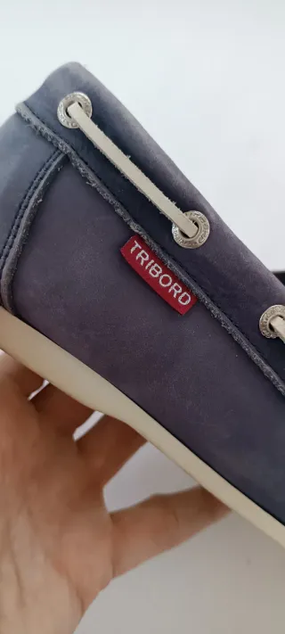 Náuticos serraje mujer azul/gris