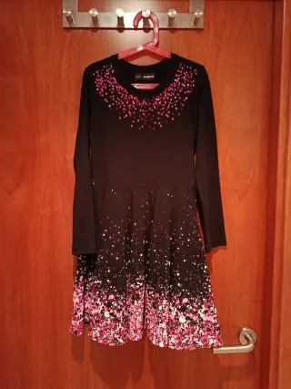 Vestido niña Desigual negro y rosa