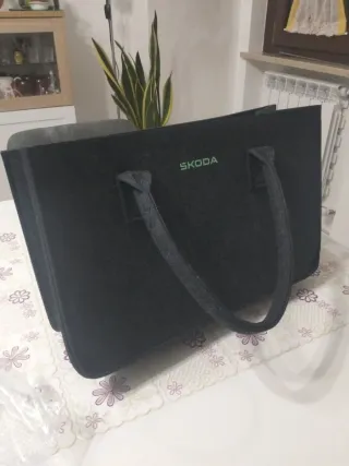 Borsa shopper Skoda in feltro grigio