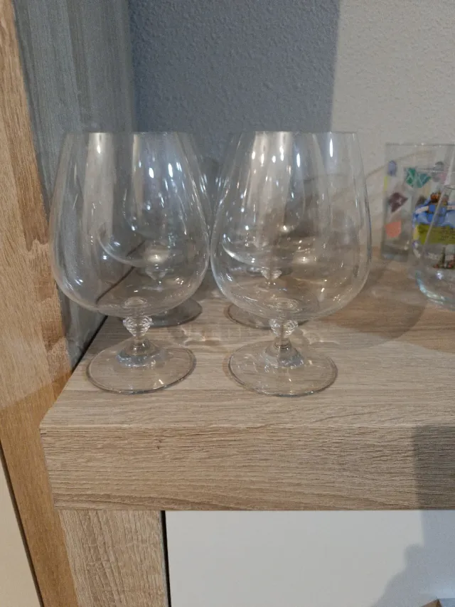 8 Copas de Coñac de Cristal de Bohemia