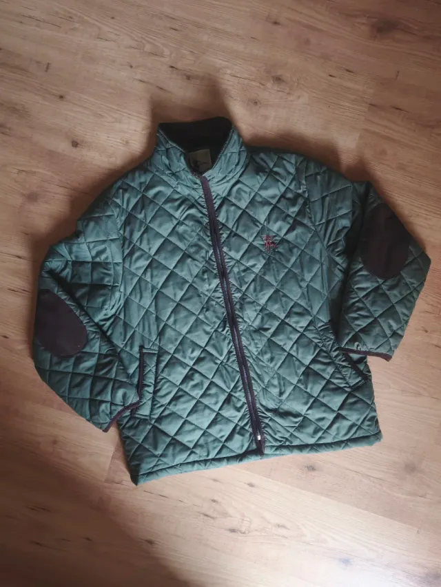 Giubbotto imbottito verde con paracolpi marroni Jupel taglia 54