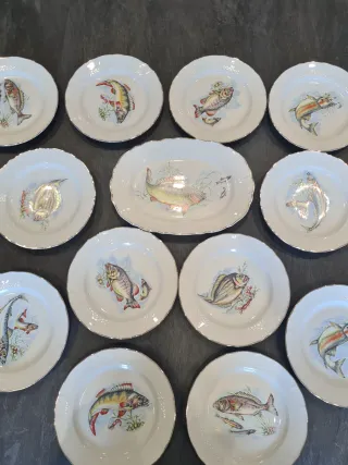 Set 12 Piatti Vintage Tognana Pesci XX Secolo