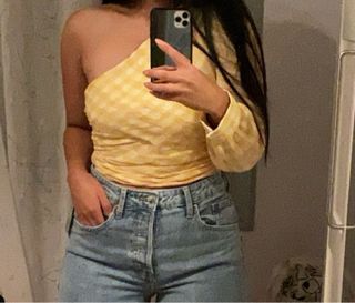 Top Zara Cruzado Amarillo Talla M
