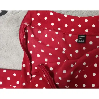 Falda larga lunares roja y blanca