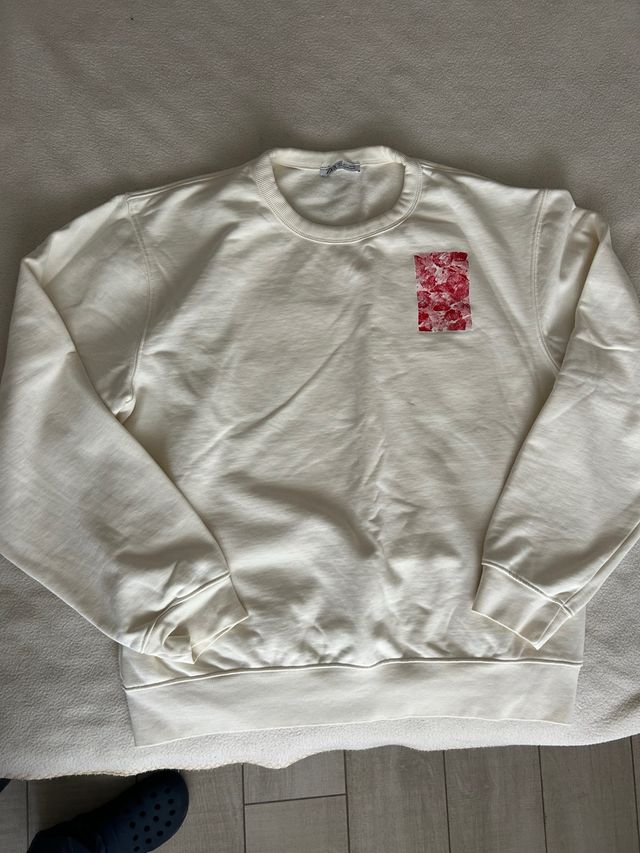 Felpa Zara bianca con stampa taglia L