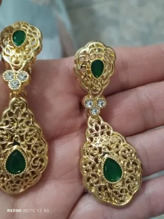 Pendientes Vintage Chapado Oro y Verde