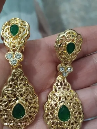 Pendientes Vintage Chapado Oro y Verde
