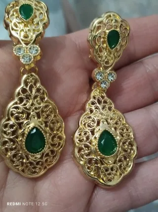 Pendientes Vintage Chapado Oro y Verde