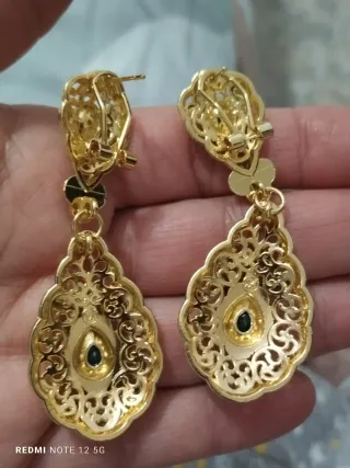 Pendientes Vintage Chapado Oro y Verde