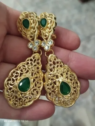 Pendientes Vintage Chapado Oro y Verde