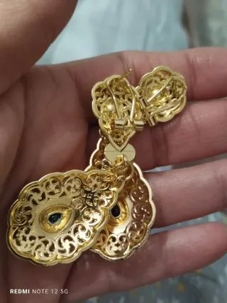 Pendientes Vintage Chapado Oro y Verde