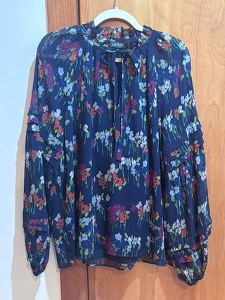 Blusa Ralph Lauren floral azul talla única