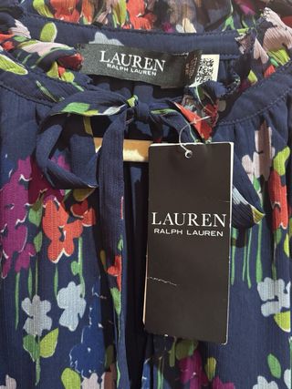 Blusa Ralph Lauren floral azul talla única