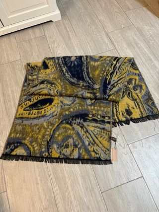 Bufanda Fular Paisley Azul y Amarillo