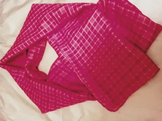 Fular de Seda  rosa a cuadros