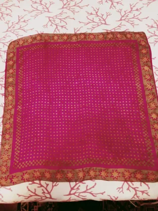 Fular de Seda  rosa a cuadros