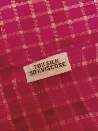 Fular de Seda  rosa a cuadros