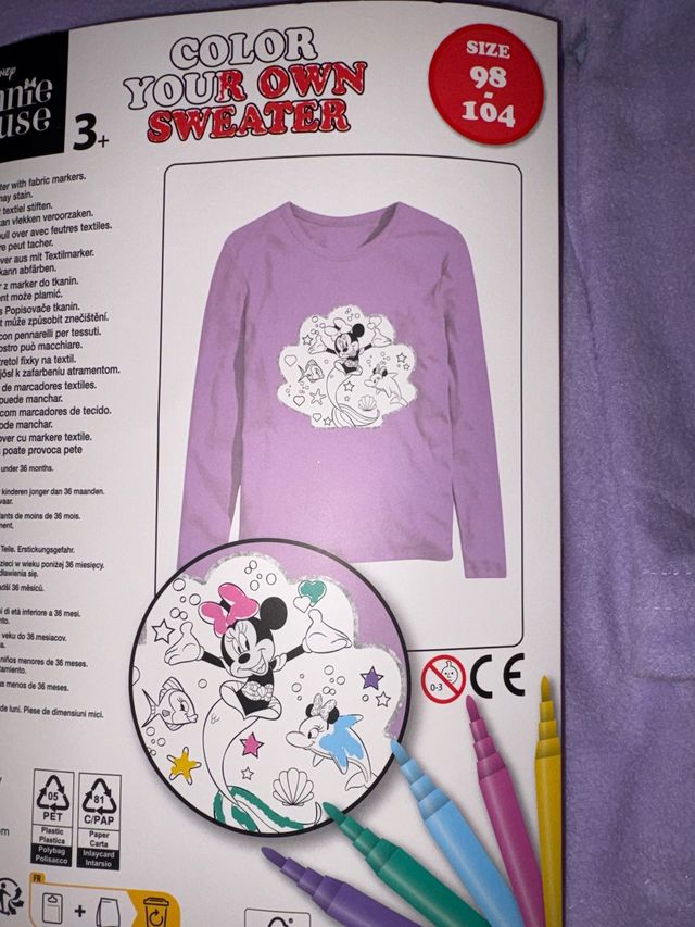 Maglietta da bambina Minnie Mouse da colorare