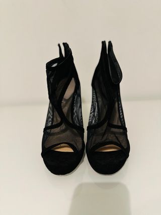 Scarpe donna tacco alto in rete nere