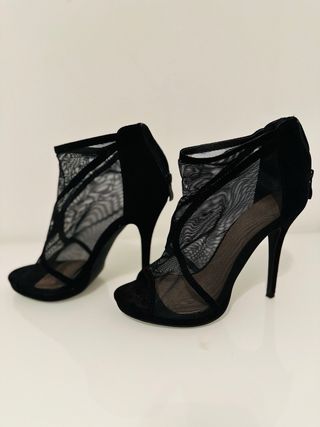 Scarpe donna tacco alto in rete nere