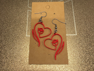 Aretes Corazón y Rosa Rojos