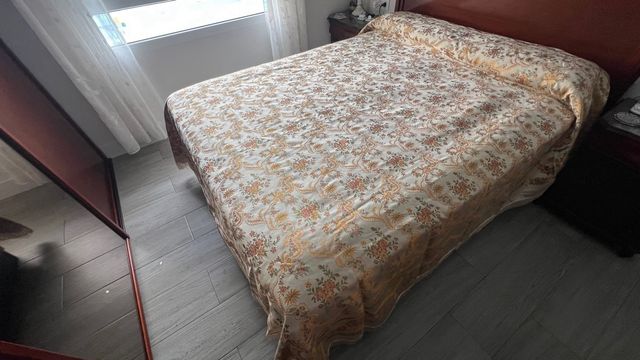 Colcha Crochet Artesanía Vintage Beige