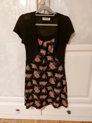 Vestido Kling floral negro y rosa