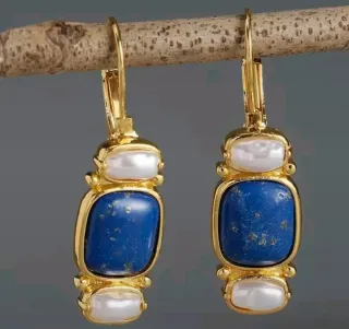 Pendientes Vintage Oro y Azul