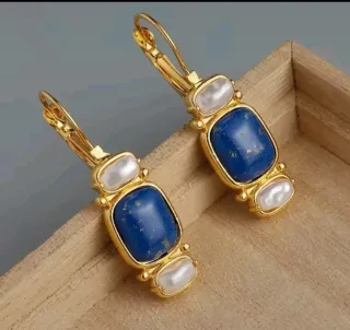 Pendientes Vintage Oro y Azul