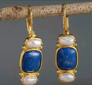 Pendientes Vintage Oro y Azul