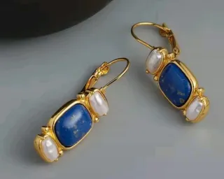 Pendientes Vintage Oro y Azul
