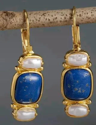 Pendientes Vintage Oro y Azul