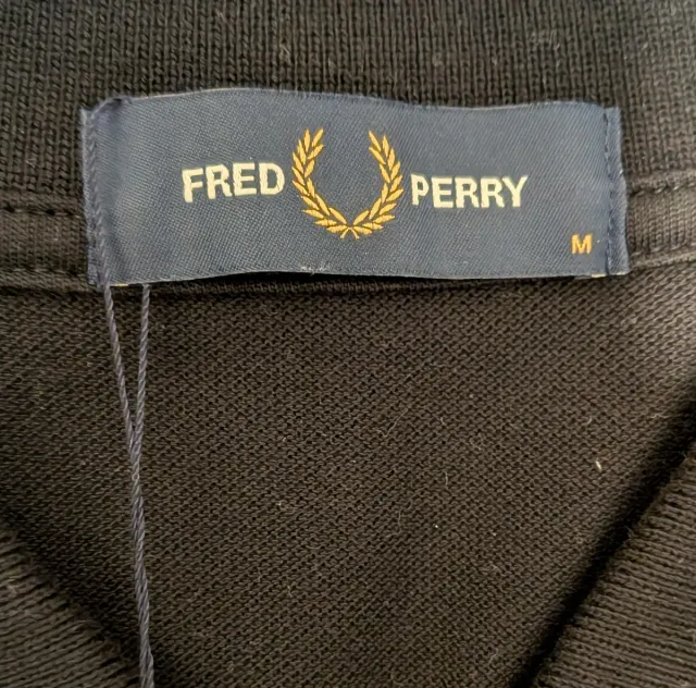 Polo Fred Perry Talla M Negro, Amarillo y Azul