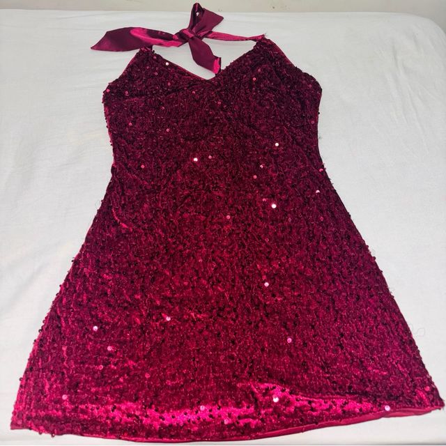 Vestido corto lentejuelas rosa/rojo