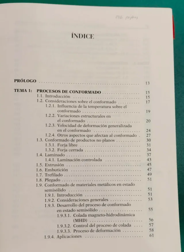 Procesado y puesta en servicio de materiales
